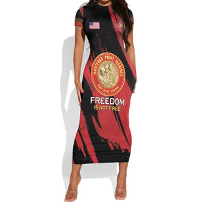 Personalized Honoring the First Black Marines Short Sleeve Bodycon Dress Montford Point Heroes - Red - African Pride