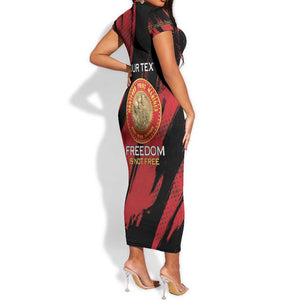 Personalized Honoring the First Black Marines Short Sleeve Bodycon Dress Montford Point Heroes - Red - African Pride