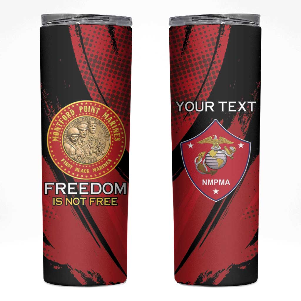 Personalized Honoring the First Black Marines Skinny Tumbler Montford Point Heroes - Red - African Pride