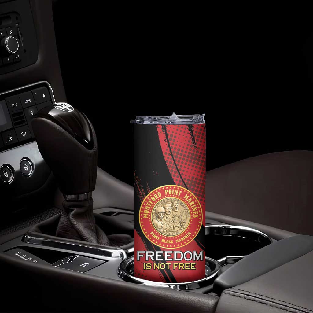 Personalized Honoring the First Black Marines Skinny Tumbler Montford Point Heroes - Red - African Pride