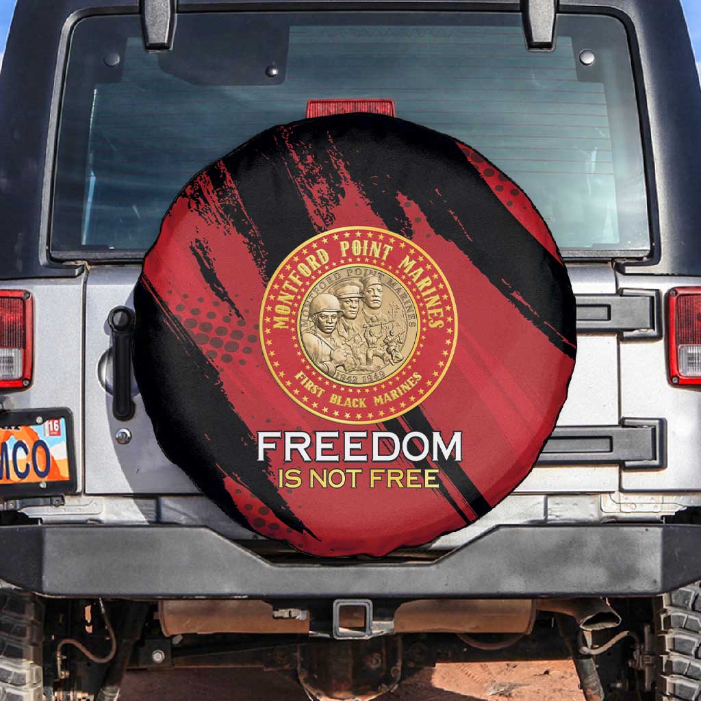 Honoring the First Black Marines Spare Tire Cover Montford Point Heroes - Red - African Pride