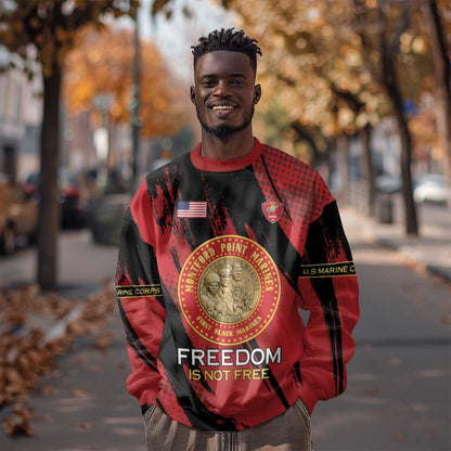 Personalized Honoring the First Black Marines Sweatshirt Montford Point Heroes - Red - African Pride