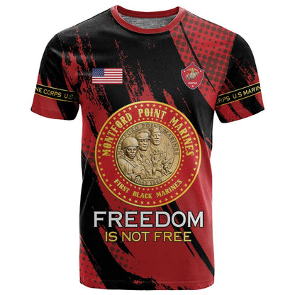Personalized Honoring the First Black Marines T shirt Montford Point Heroes - Red - African Pride
