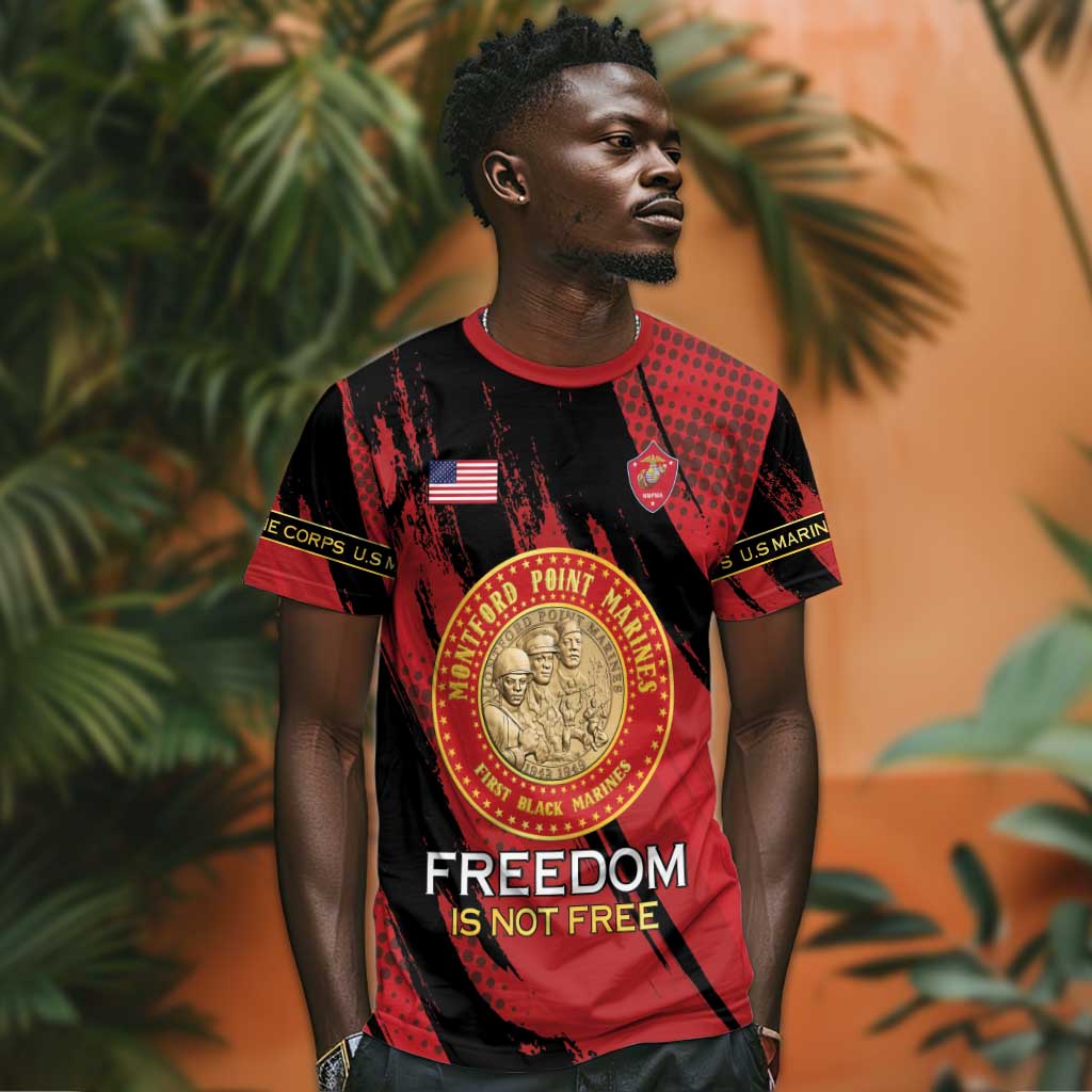 Personalized Honoring the First Black Marines T shirt Montford Point Heroes - Red - African Pride