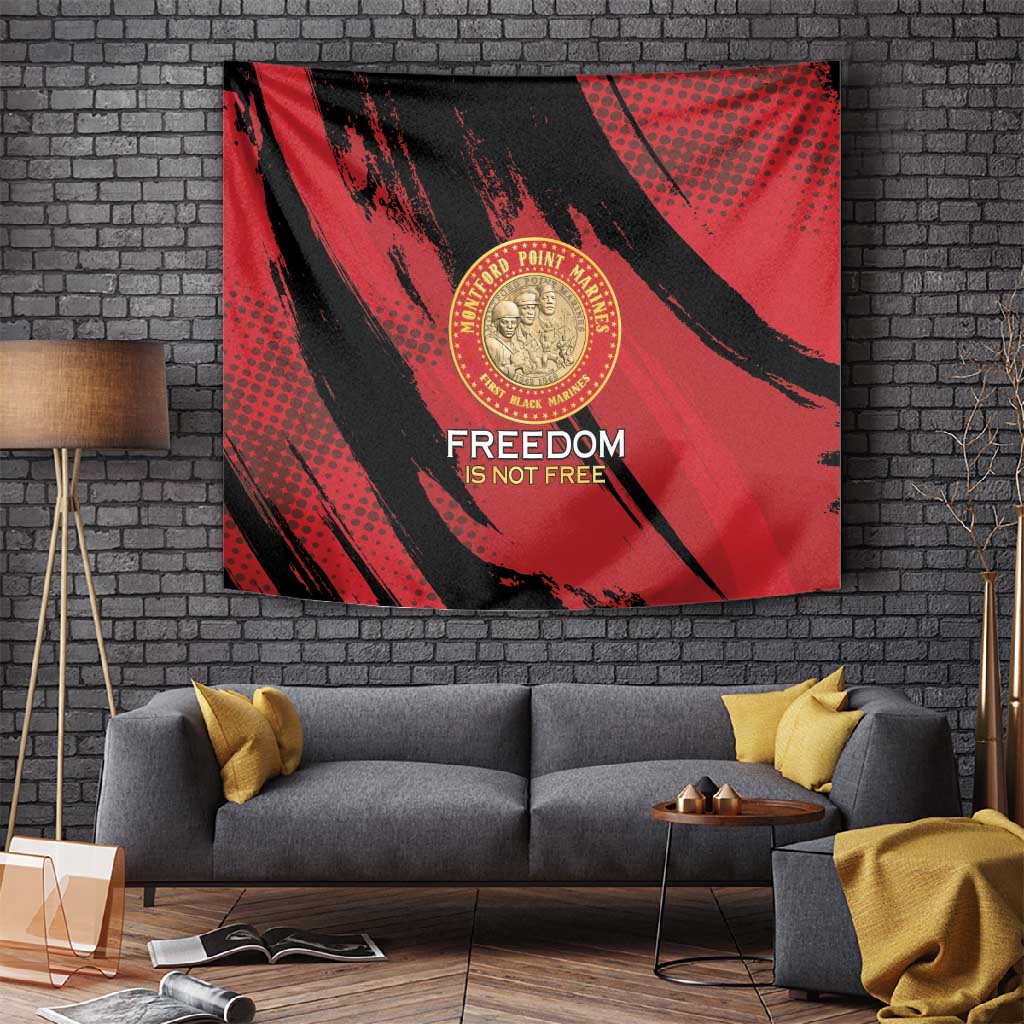 Honoring the First Black Marines Tapestry Montford Point Heroes - Red - African Pride