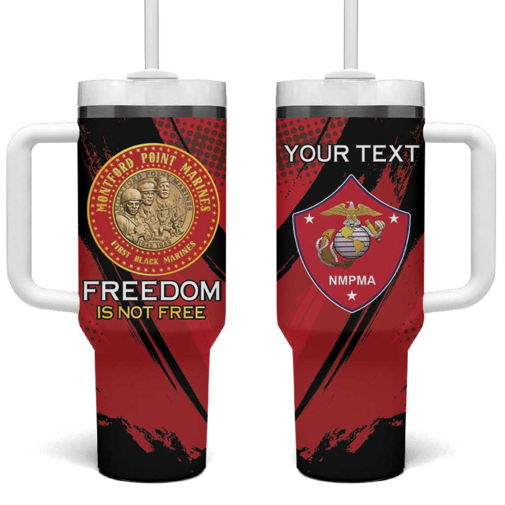 Personalized Honoring the First Black Marines Tumbler With Handle Montford Point Heroes - Red - African Pride