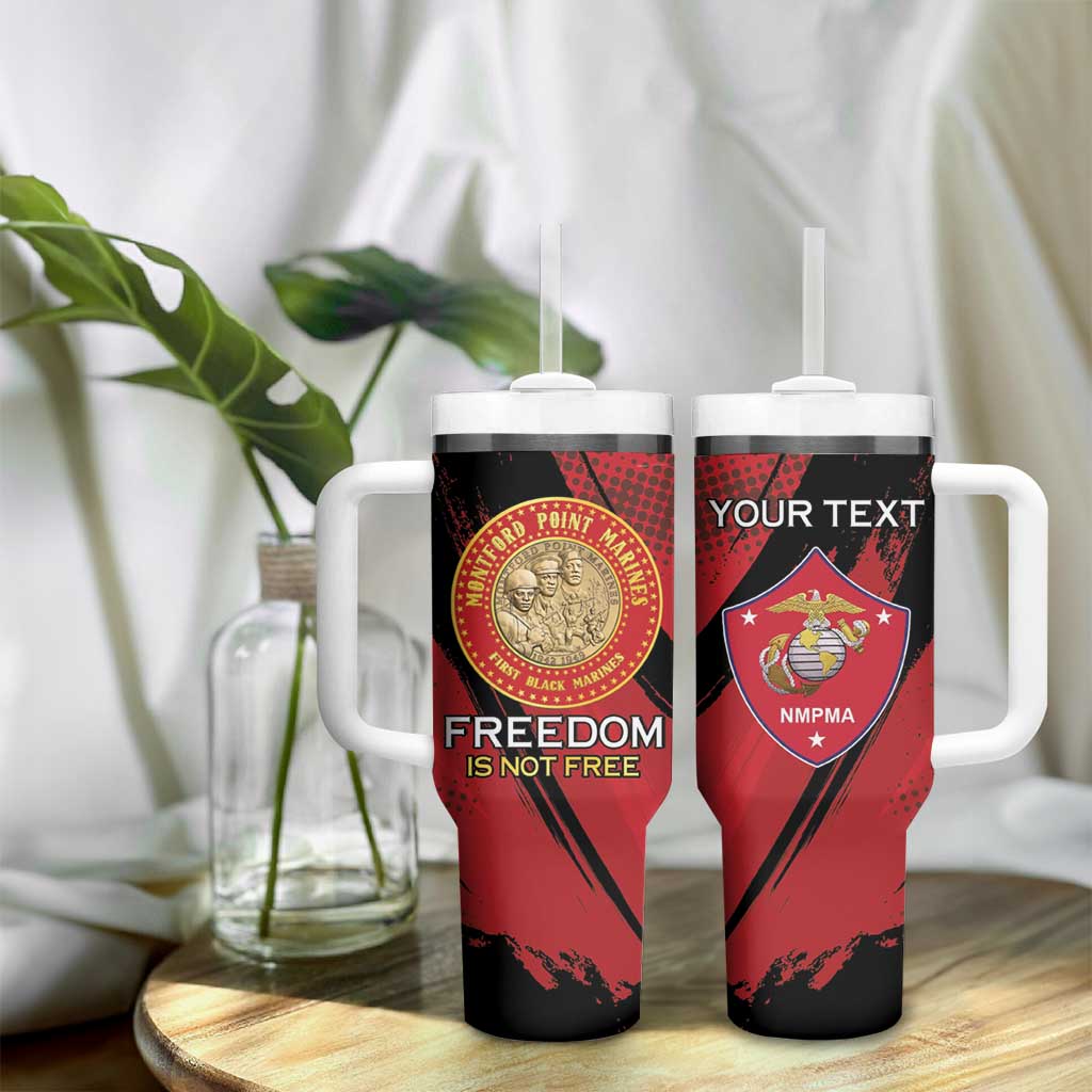 Personalized Honoring the First Black Marines Tumbler With Handle Montford Point Heroes - Red - African Pride