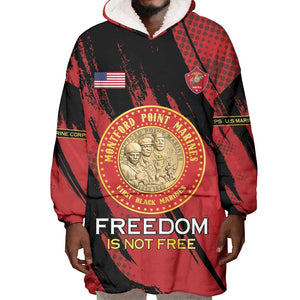 Personalized Honoring the First Black Marines Wearable Blanket Hoodie Montford Point Heroes - Red - African Pride