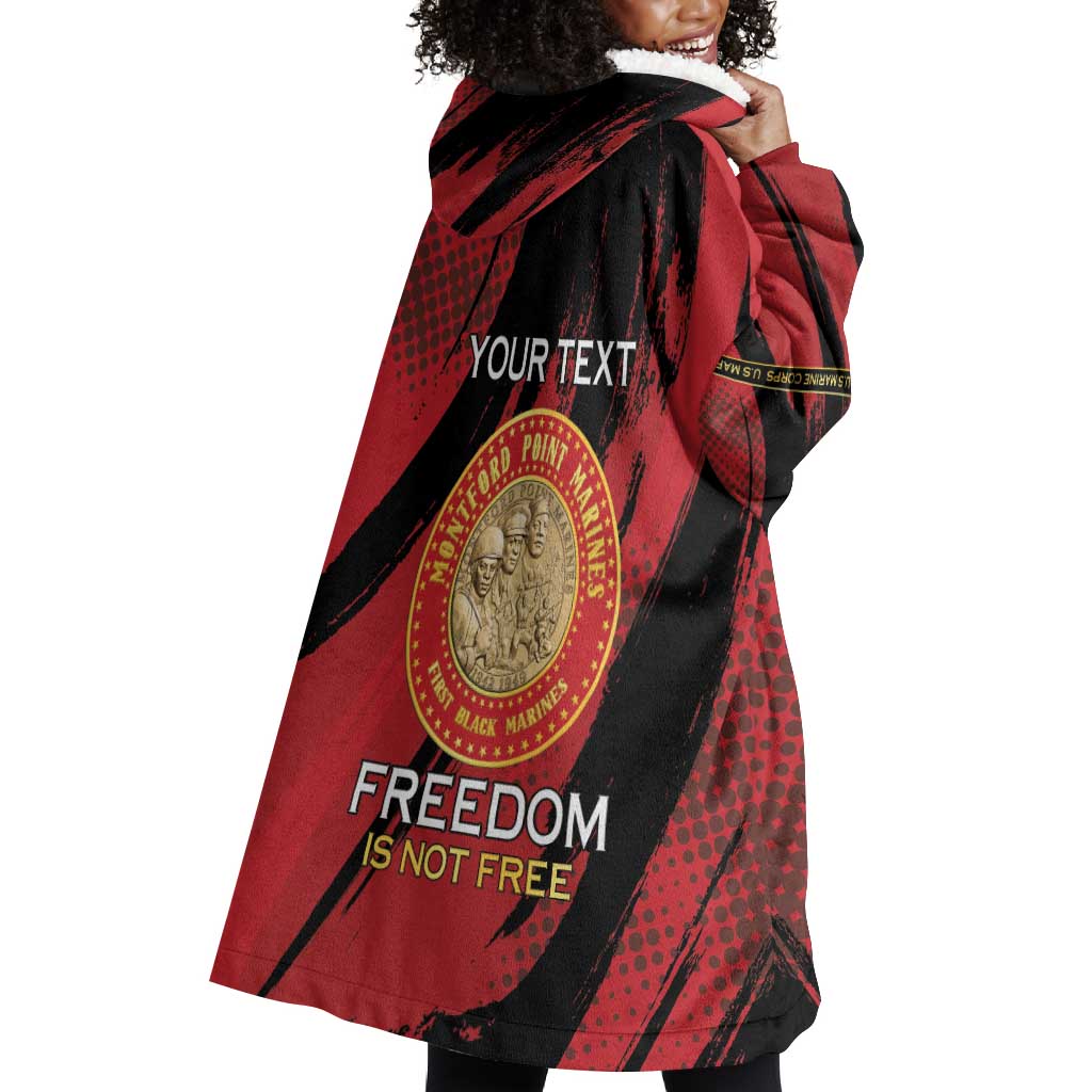 Personalized Honoring the First Black Marines Wearable Blanket Hoodie Montford Point Heroes - Red - African Pride