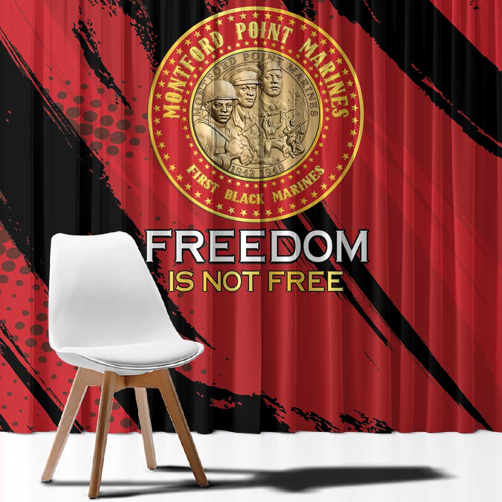 Honoring the First Black Marines Window Curtain Montford Point Heroes - Red - African Pride