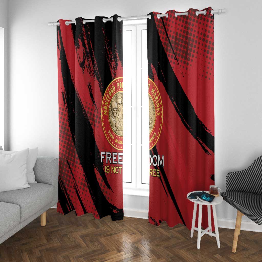 Honoring the First Black Marines Window Curtain Montford Point Heroes - Red - African Pride