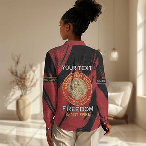 Personalized Honoring the First Black Marines Women Casual Shirt Montford Point Heroes - Red - African Pride