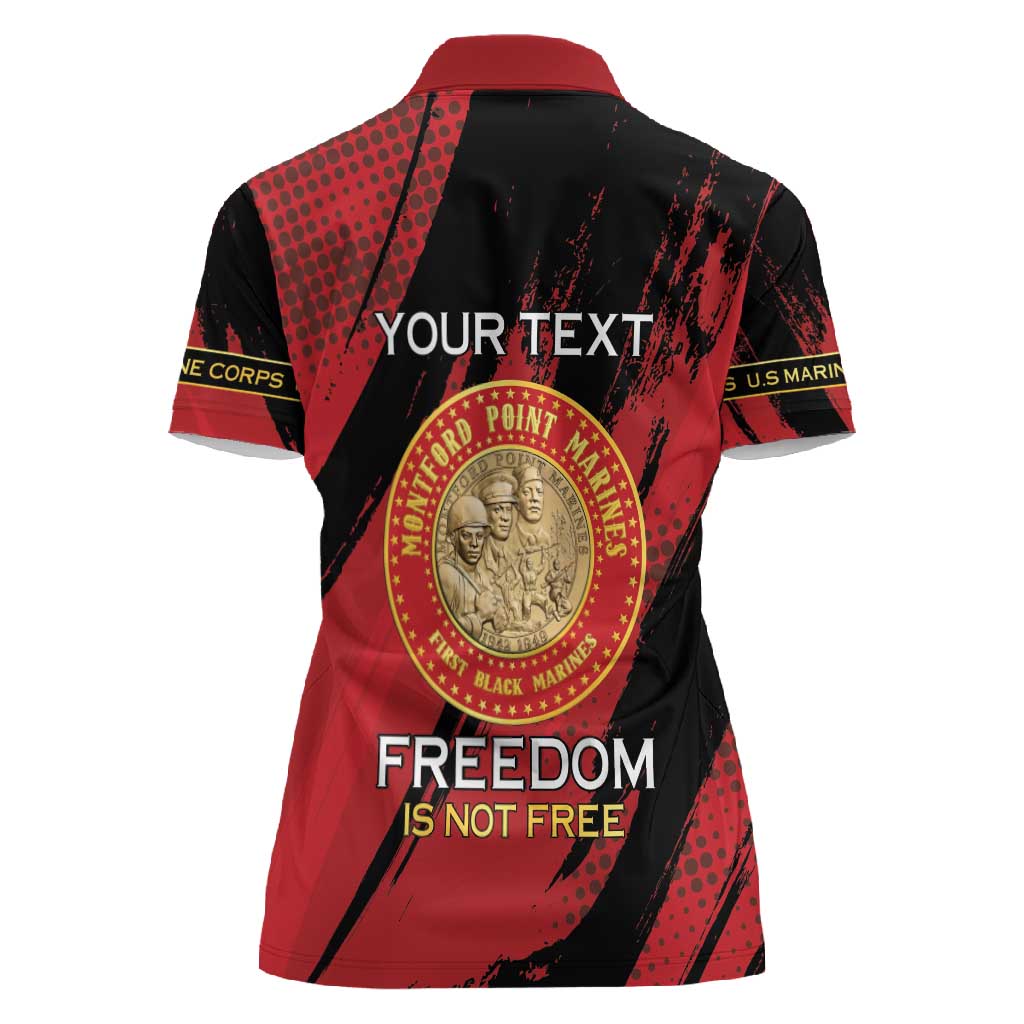 Personalized Honoring the First Black Marines Women Polo Shirt Montford Point Heroes - Red - African Pride