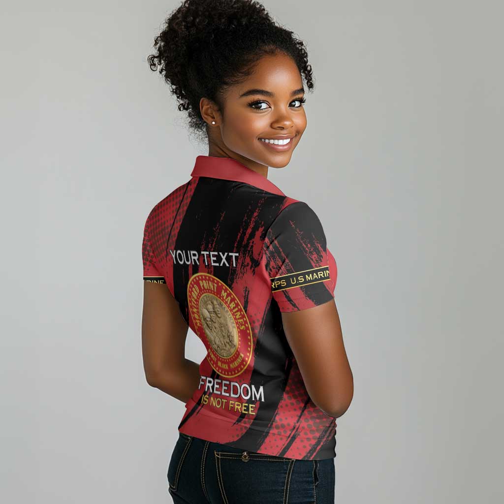 Personalized Honoring the First Black Marines Women Polo Shirt Montford Point Heroes - Red - African Pride
