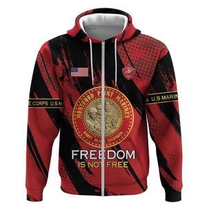 Personalized Honoring the First Black Marines Zip Hoodie Montford Point Heroes - Red - African Pride