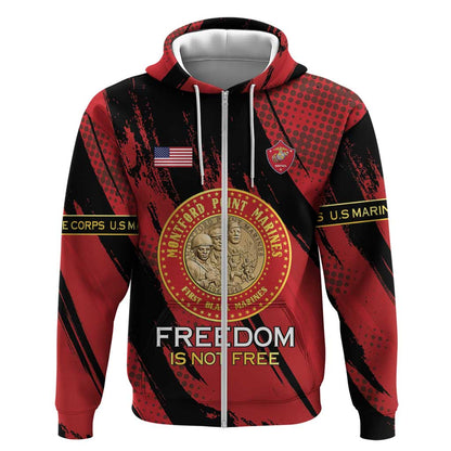 Personalized Honoring the First Black Marines Zip Hoodie Montford Point Heroes - Red - African Pride