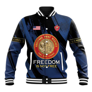 Personalized Honoring the First Black Marines Baseball Jacket Montford Point Heroes - Blue - African Pride