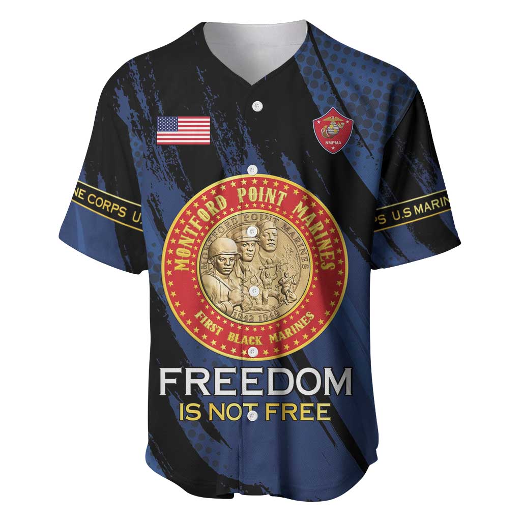 Personalized Honoring the First Black Marines Baseball Jersey Montford Point Heroes - Blue - African Pride