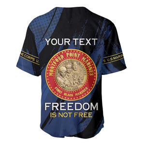 Personalized Honoring the First Black Marines Baseball Jersey Montford Point Heroes - Blue - African Pride
