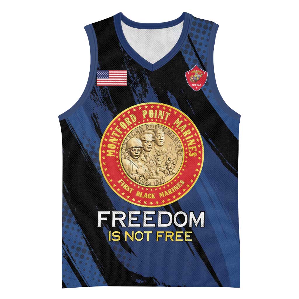 Personalized Honoring the First Black Marines Basketball Jersey Montford Point Heroes - Blue - African Pride