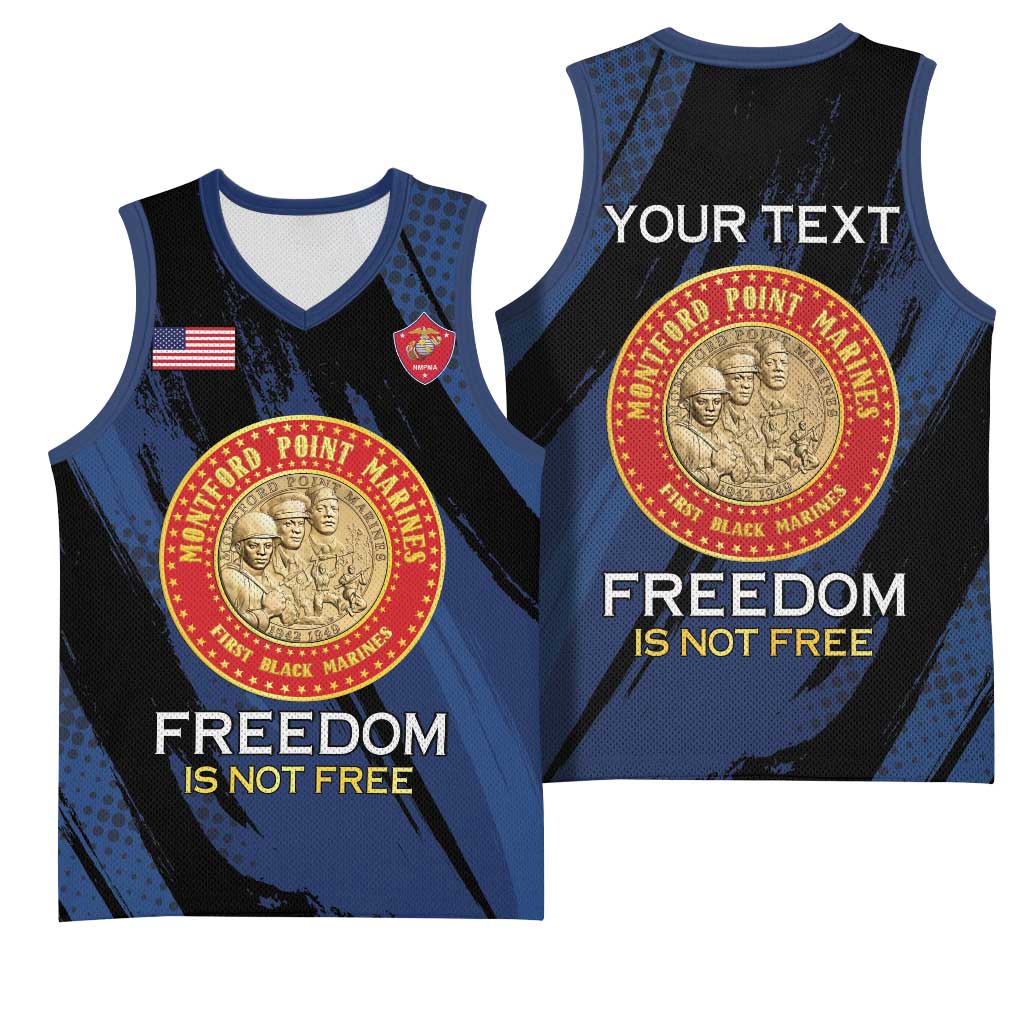 Personalized Honoring the First Black Marines Basketball Jersey Montford Point Heroes - Blue - African Pride