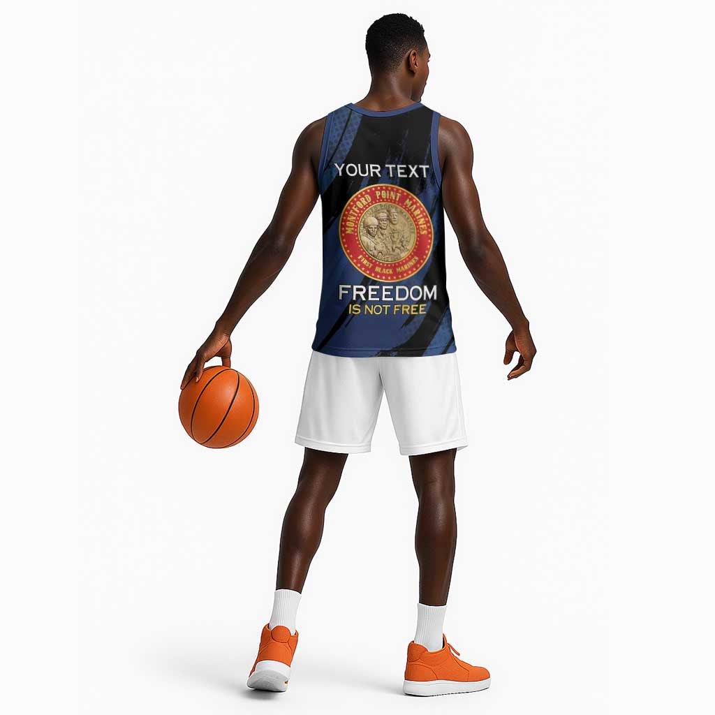 Personalized Honoring the First Black Marines Basketball Jersey Montford Point Heroes - Blue - African Pride