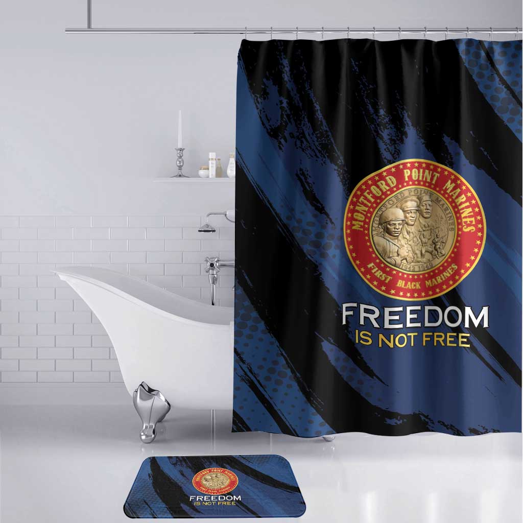 Proud to Honor Montford Point Marines Bathroom Set Freedom Is Not Free - Blue