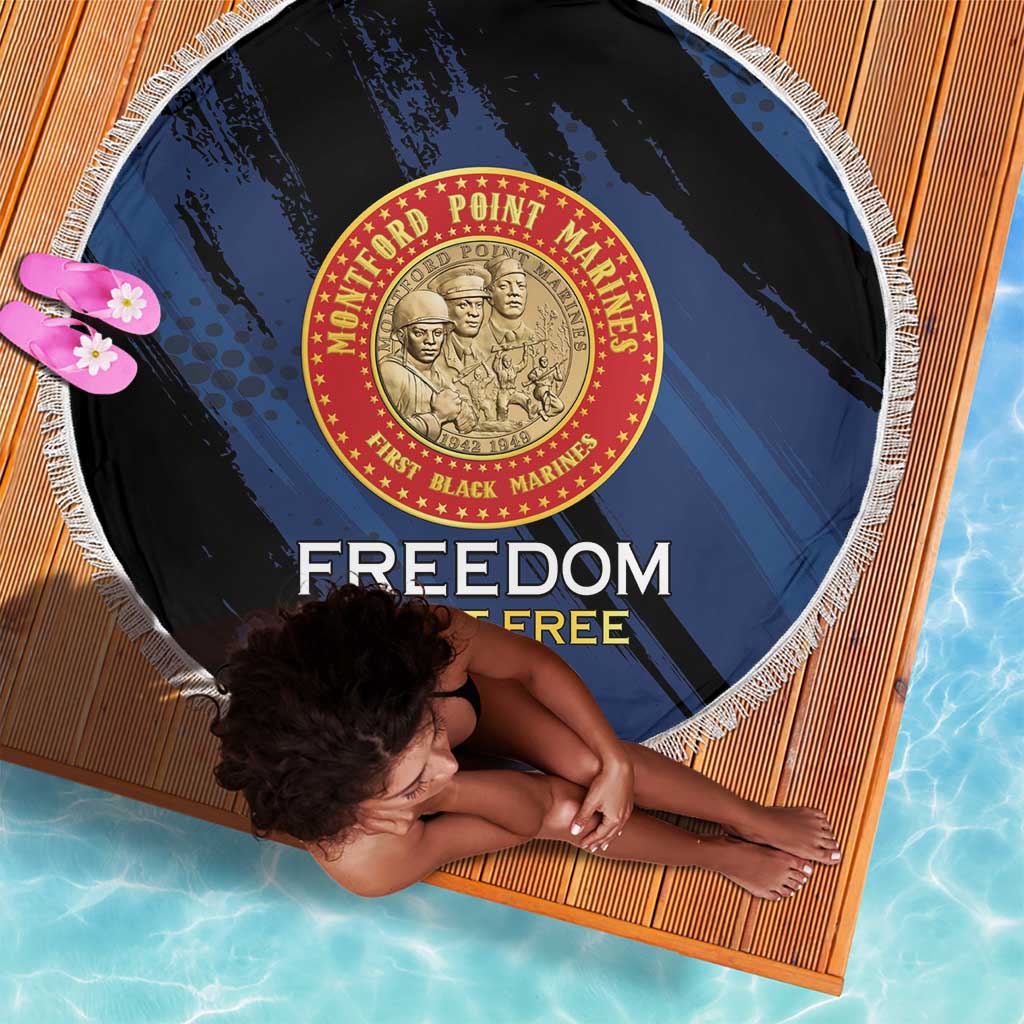 Honoring the First Black Marines Beach Blanket Montford Point Heroes - Blue - African Pride