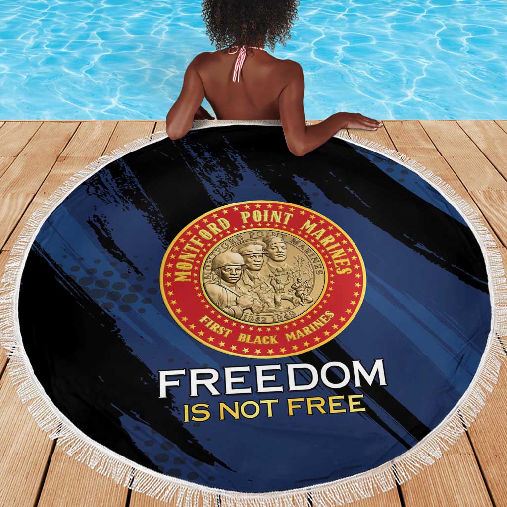 Honoring the First Black Marines Beach Blanket Montford Point Heroes - Blue - African Pride