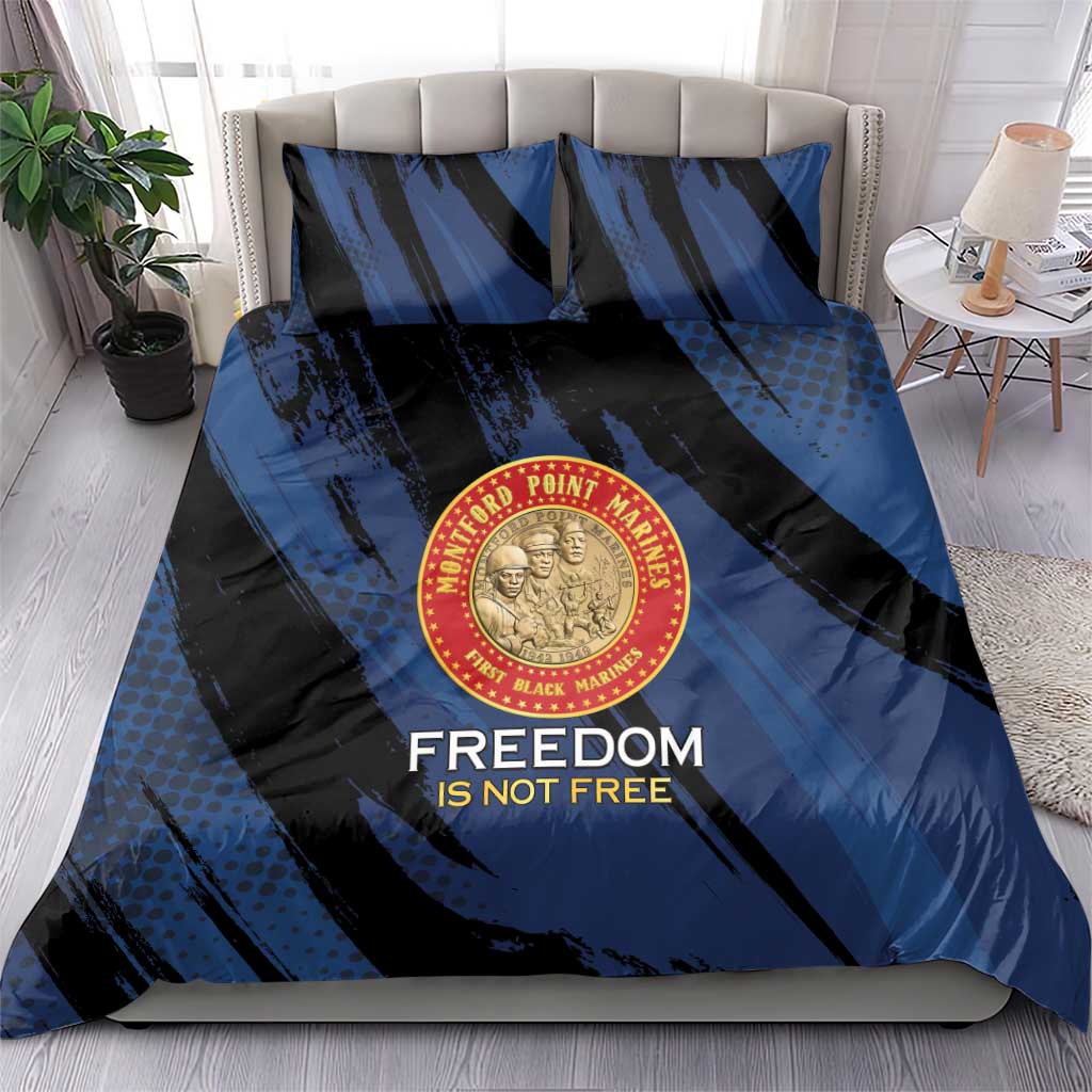 Honoring the First Black Marines Bedding Set Montford Point Heroes - Blue - African Pride
