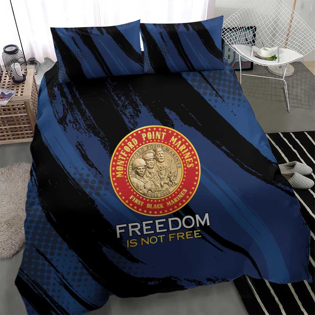 Honoring the First Black Marines Bedding Set Montford Point Heroes - Blue - African Pride