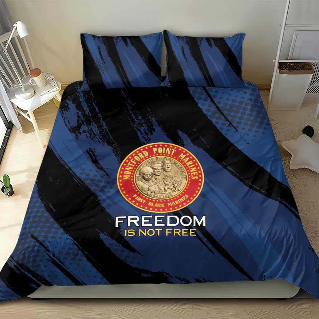 Honoring the First Black Marines Bedding Set Montford Point Heroes - Blue - African Pride
