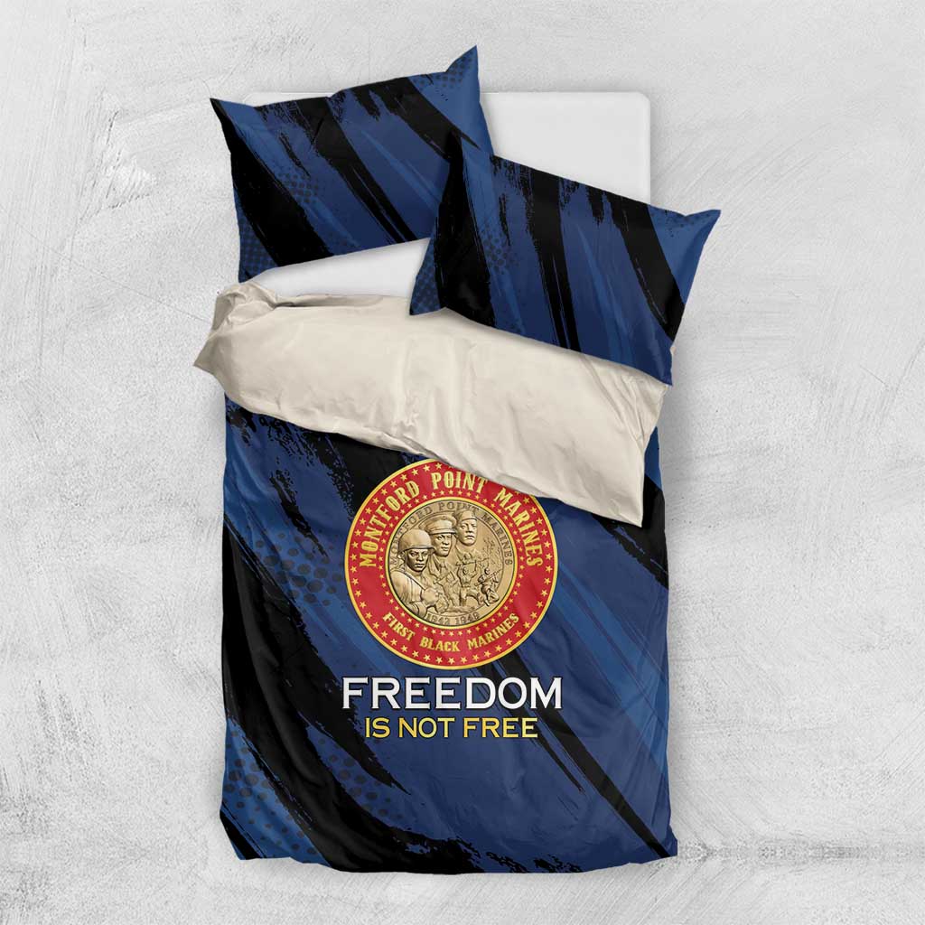 Honoring the First Black Marines Bedding Set Montford Point Heroes - Blue - African Pride