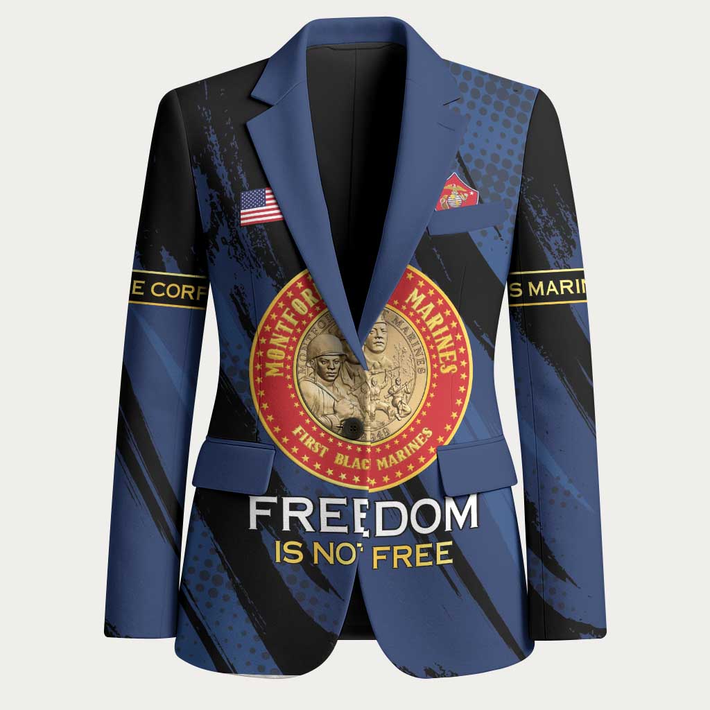 Personalized Proud to Honor Montford Point Marines Blazer Freedom Is Not Free - Blue