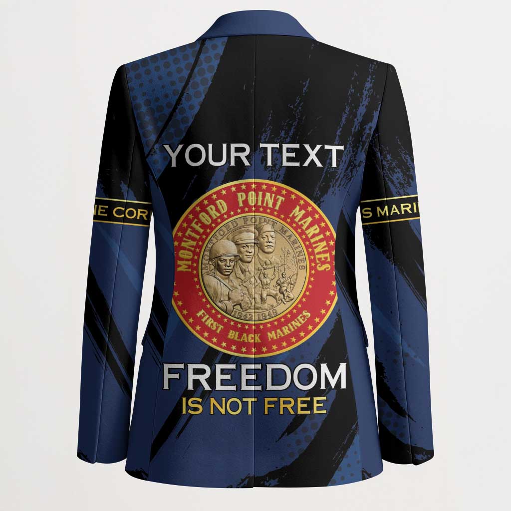 Personalized Proud to Honor Montford Point Marines Blazer Freedom Is Not Free - Blue