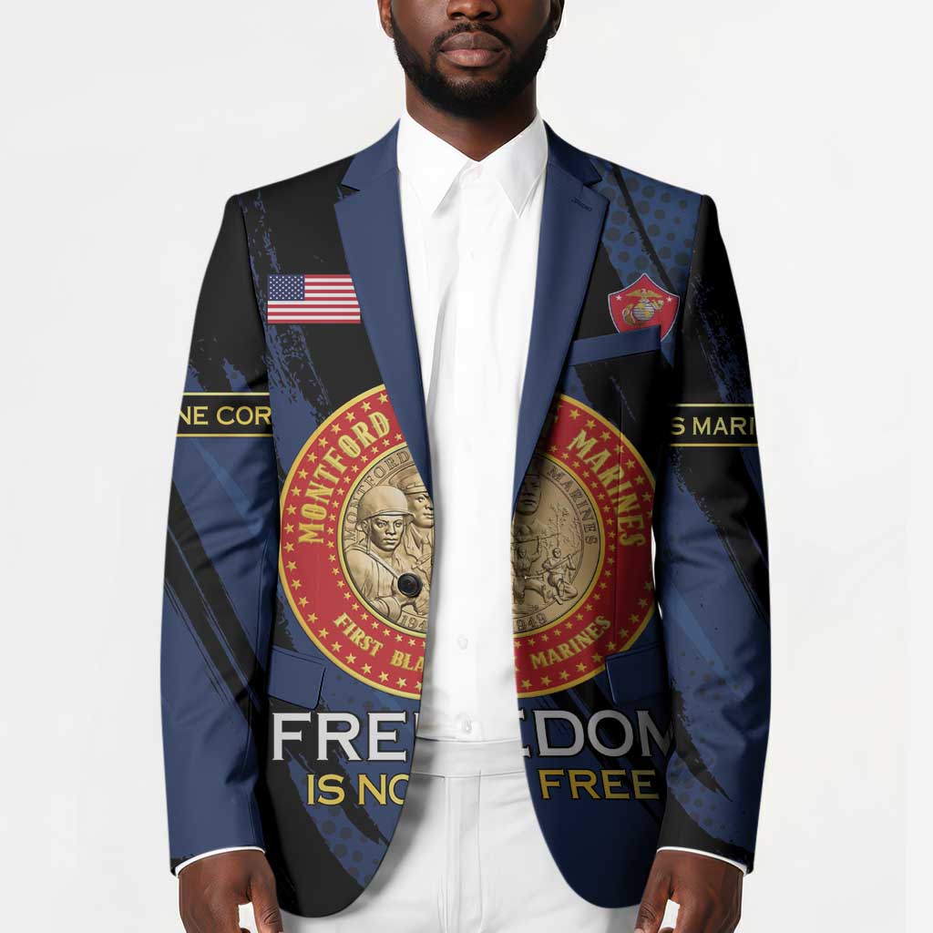 Personalized Proud to Honor Montford Point Marines Blazer Freedom Is Not Free - Blue