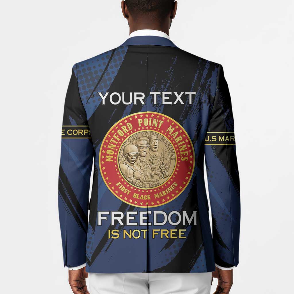 Personalized Proud to Honor Montford Point Marines Blazer Freedom Is Not Free - Blue
