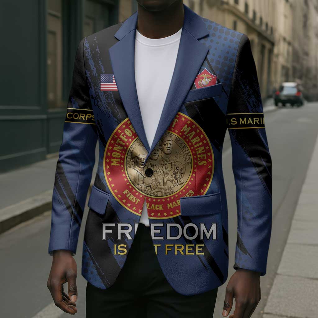 Personalized Proud to Honor Montford Point Marines Blazer Freedom Is Not Free - Blue