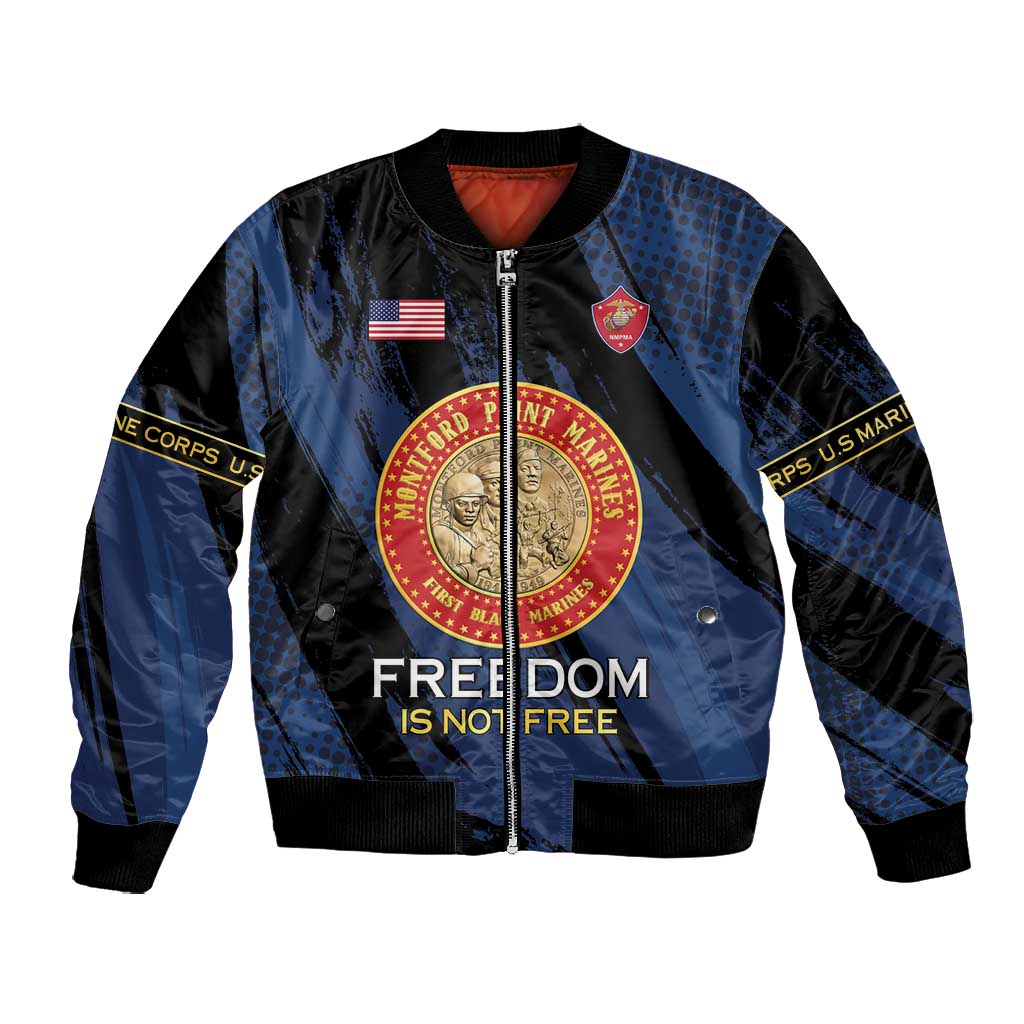 Personalized Honoring the First Black Marines Bomber Jacket Montford Point Heroes - Blue - African Pride