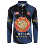 Personalized Proud to Honor Montford Point Marines Button Sweatshirt Freedom Is Not Free - Blue