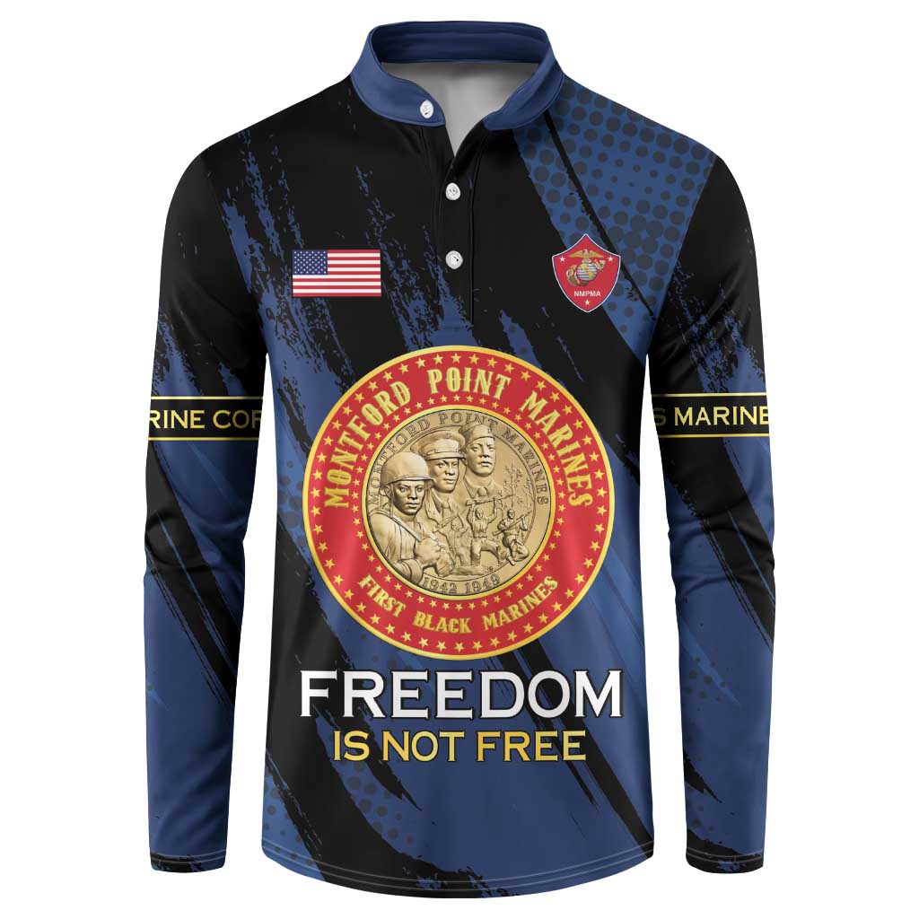 Personalized Proud to Honor Montford Point Marines Button Sweatshirt Freedom Is Not Free - Blue