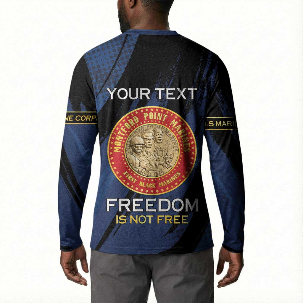 Personalized Proud to Honor Montford Point Marines Button Sweatshirt Freedom Is Not Free - Blue