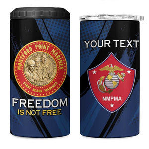 Personalized Honoring the First Black Marines 4 in 1 Can Cooler Tumbler Montford Point Heroes - Blue - African Pride