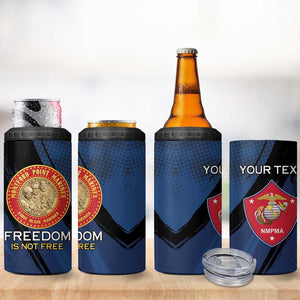 Personalized Honoring the First Black Marines 4 in 1 Can Cooler Tumbler Montford Point Heroes - Blue - African Pride