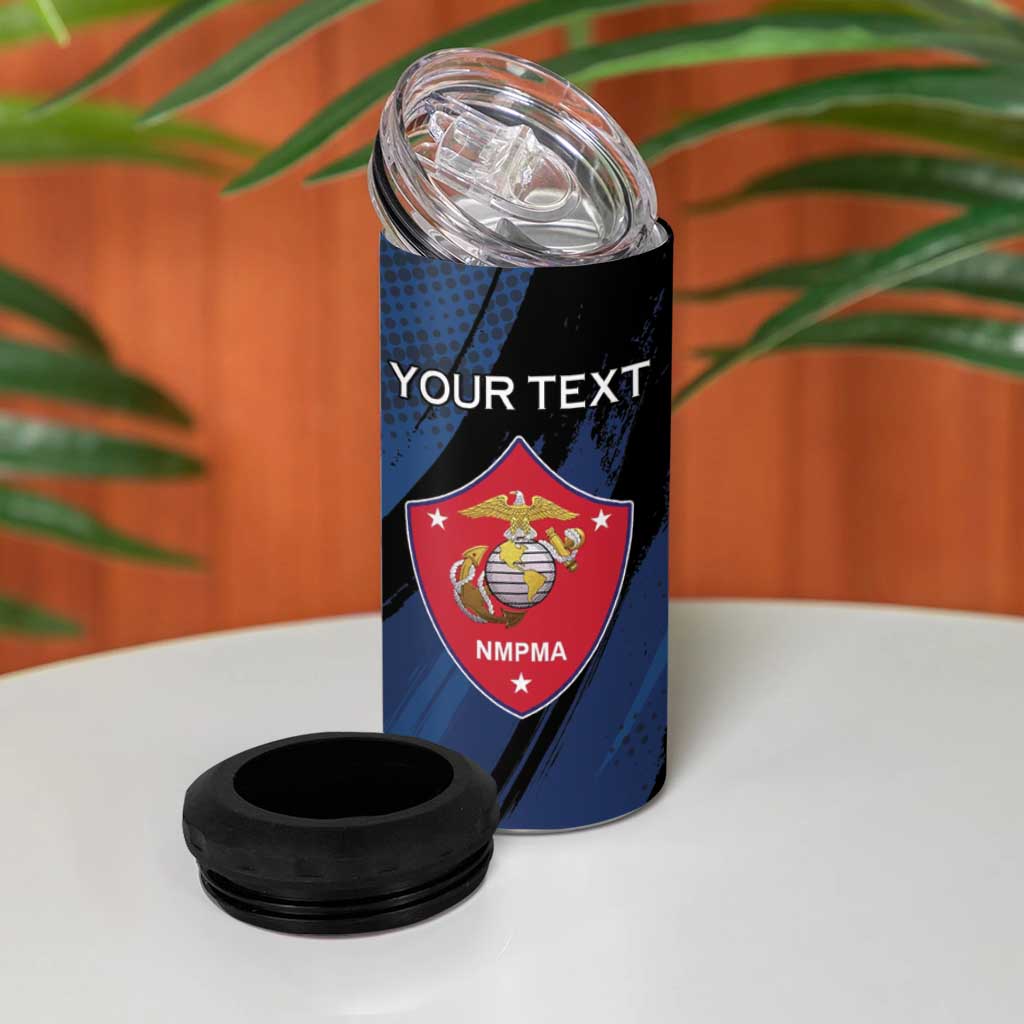 Personalized Honoring the First Black Marines 4 in 1 Can Cooler Tumbler Montford Point Heroes - Blue - African Pride