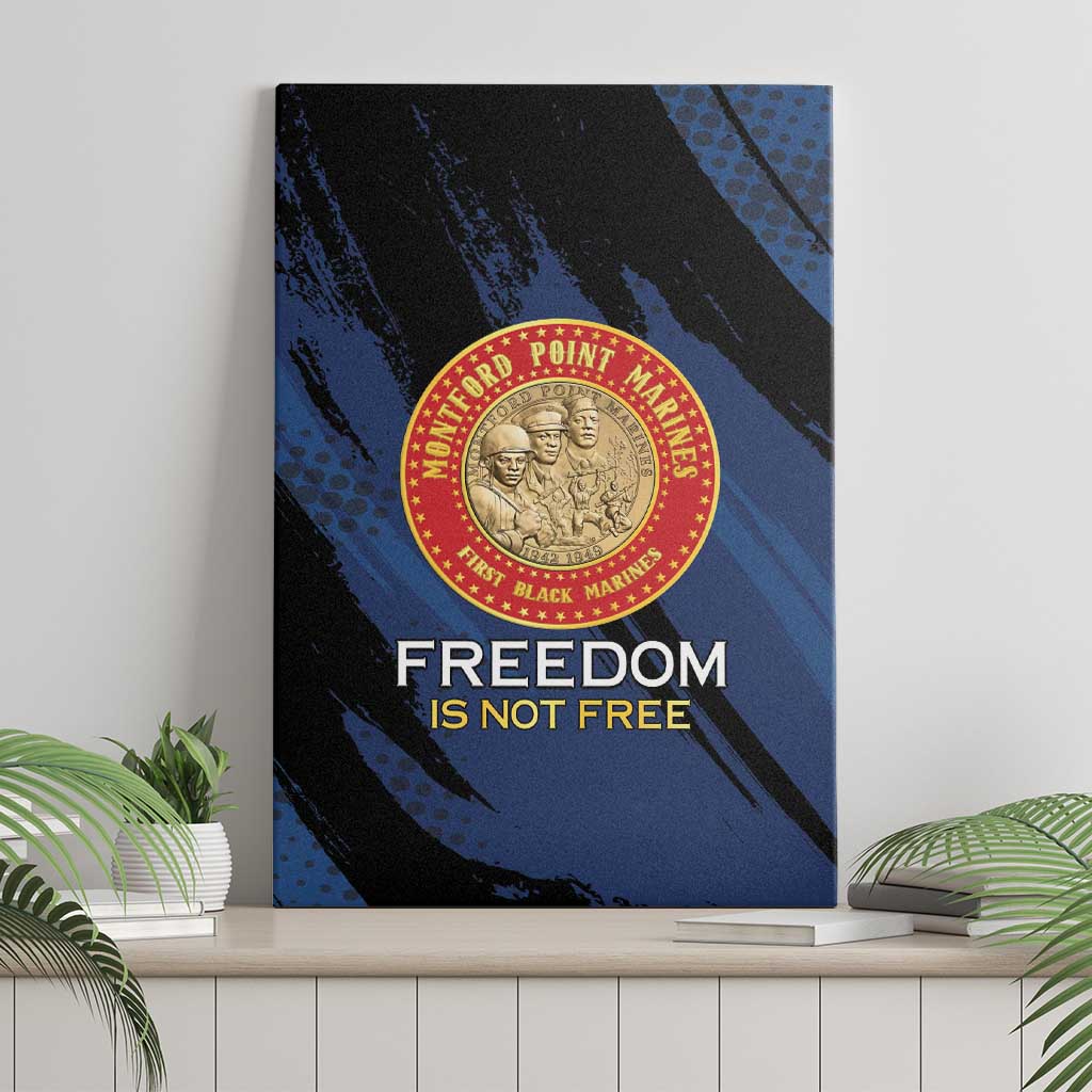Honoring the First Black Marines Canvas Wall Art Montford Point Heroes - Blue - African Pride