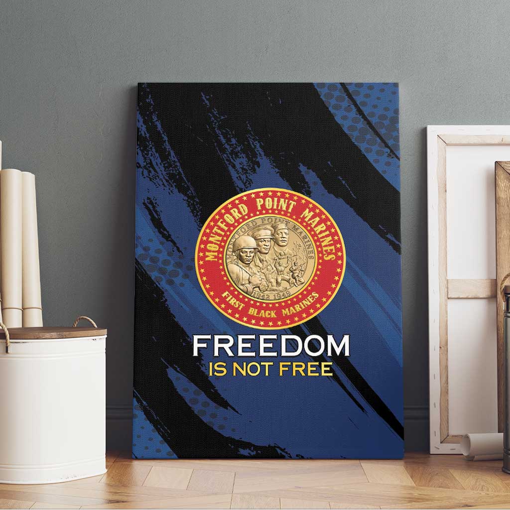 Honoring the First Black Marines Canvas Wall Art Montford Point Heroes - Blue - African Pride