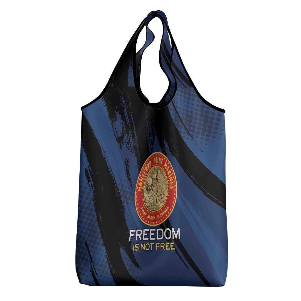 Honoring the First Black Marines Grocery Bag Montford Point Heroes - Blue - African Pride