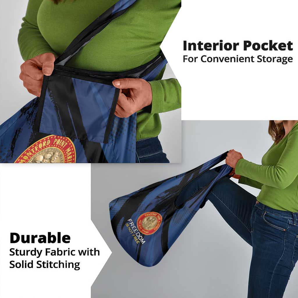 Honoring the First Black Marines Grocery Bag Montford Point Heroes - Blue - African Pride