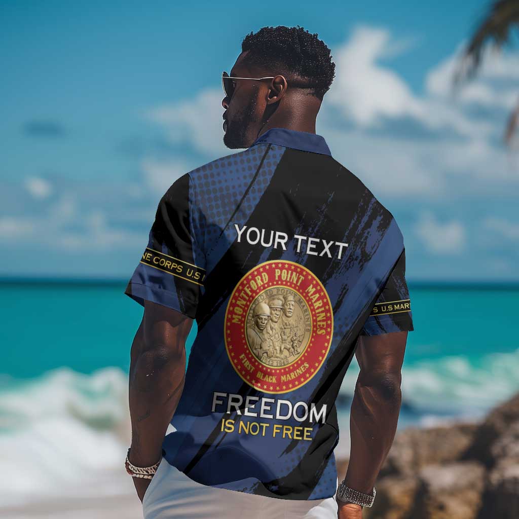 Personalized Honoring the First Black Marines Hawaiian Shirt Montford Point Heroes - Blue - African Pride